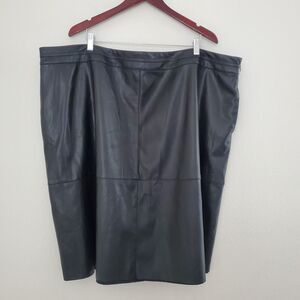 Universal Standard Women's Skirt 26 Black Pencil Faux Leather Business Grunge